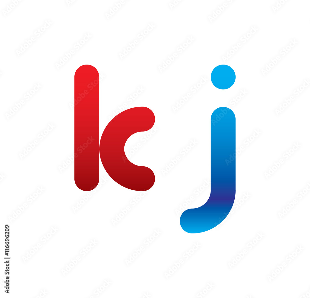kj logo initial blue and red kj logo initial blue and red