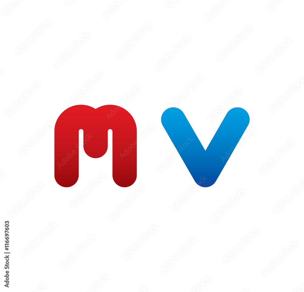 mv logo initial blue and red mv logo initial blue and red