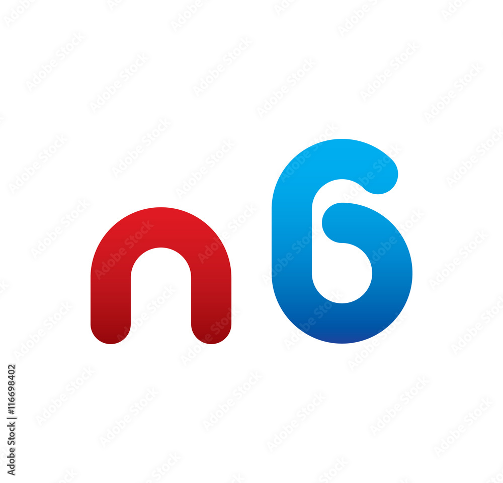 n6 logo initial blue and red 