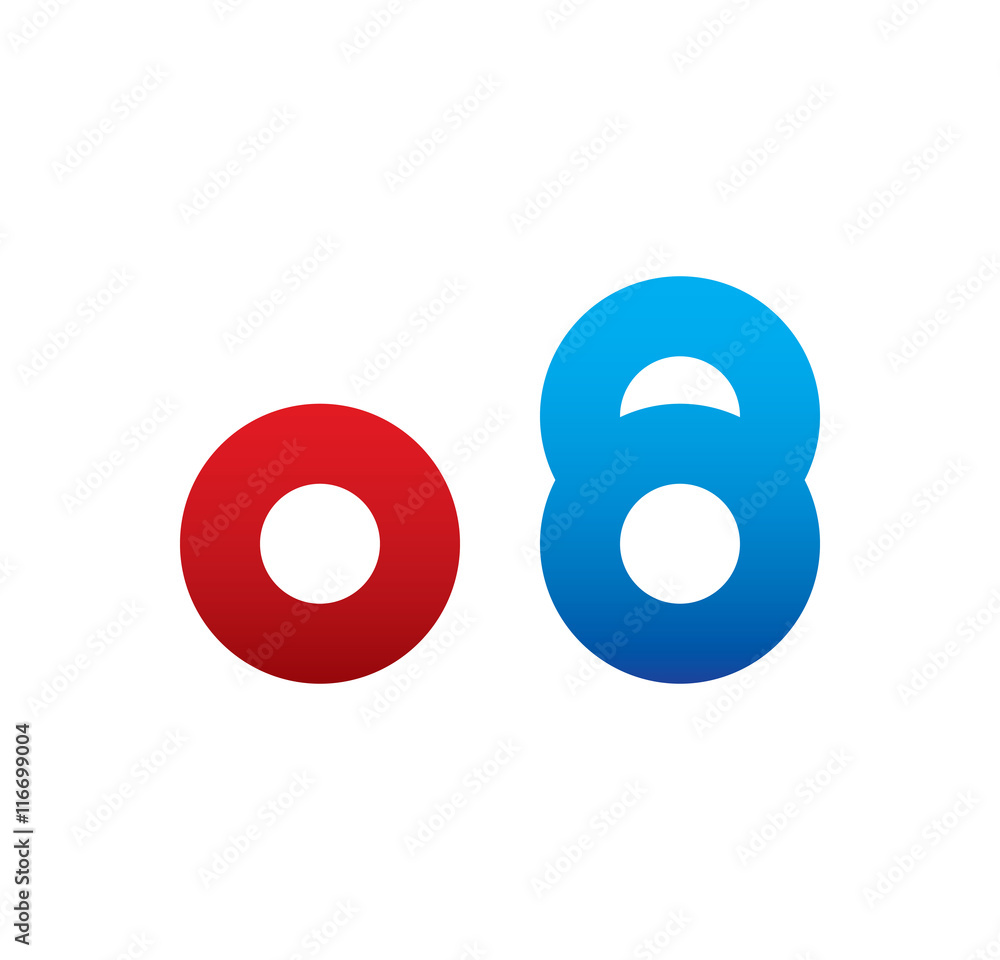 o8 logo initial blue and red o8 logo initial blue and red