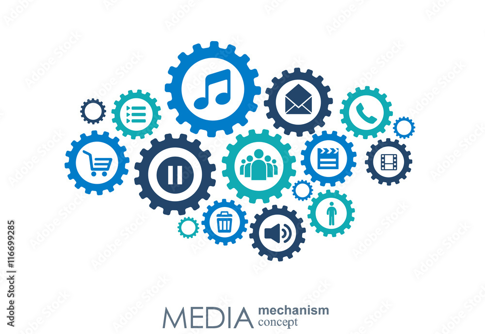 Media mechanism concept. Growth abstract background with integrated meta balls, integrated icon for digital, strategy, internet, network, connect, communicate, technology, global concepts. Media mechanism concept. Growth abstract background with integrated meta balls, integrated icon for digital, strategy, internet, network, connect, communicate, technology, global concepts.