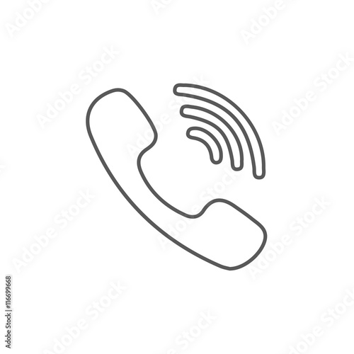 Phone icon in trendy flat style isolated on grey background. Handset icon with waves. Telephone symbol for your design, logo, UI. Vector illustration, EPS10.