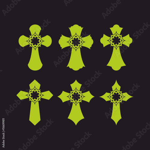 Set of crosses. Christian symbols. Religious signs.