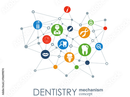 Teeth, dentistry medical line icons.
