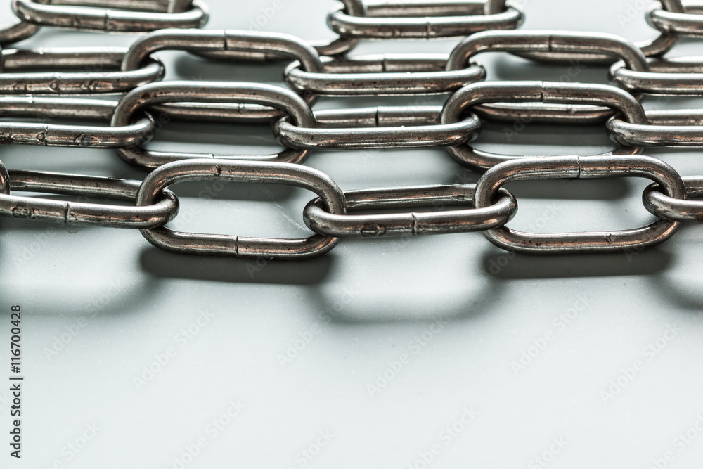 Fototapeta premium close up of metal chain part on white background