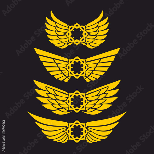 Gothic and tattoo marks. Christian symbols. The wings of the Holy Spirit.