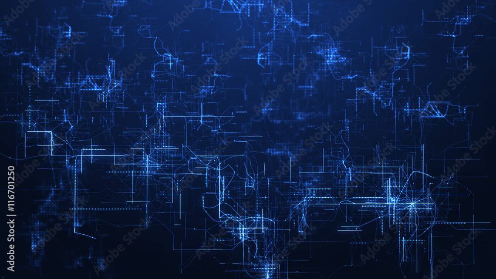 3d rendering abstract background with Techlines with glowing dots. 3d rendering abstract background with Techlines with glowing dots.