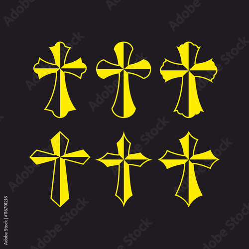 Set of crosses. Christian symbols. Religious signs.