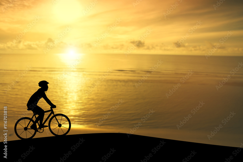 Obraz premium Empty Copy Space Sporty company friends on bicycles outdoors aga