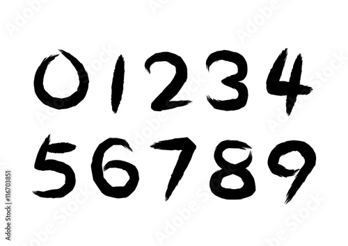 筆文字風の数字 素材イラスト