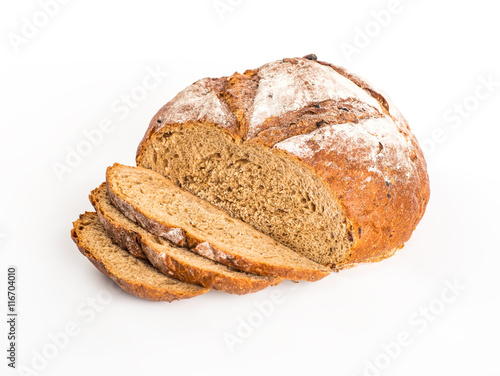 Large loaf of bread isolated on white