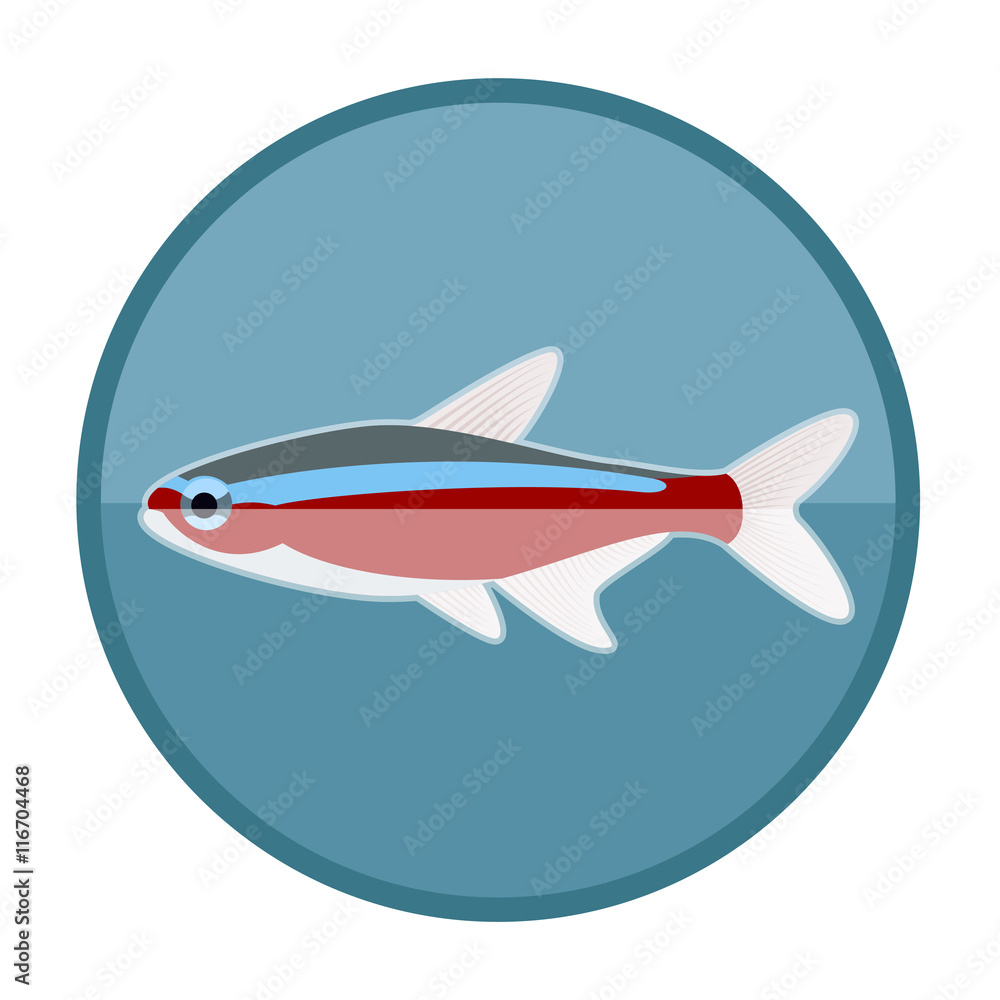 Fototapeta premium Neon fish icon
