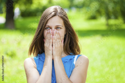 Portrait of beautiful young happy woman