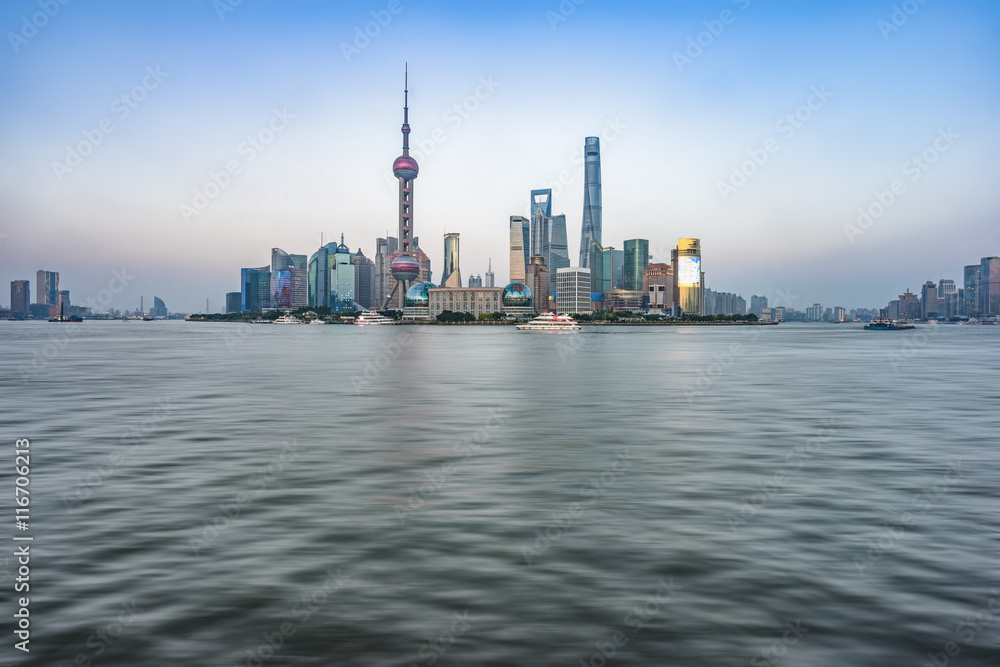 panoramic scene of the bund,shanghai china. panoramic scene of the bund,shanghai china.