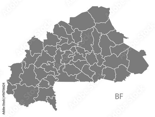 Vászonkép Burkina Faso provinces Map grey