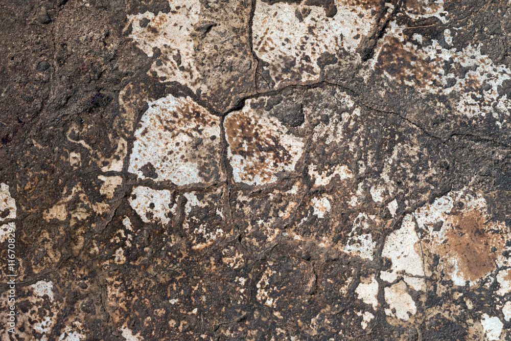 The old cracked cement and dirt and corrosion The old cracked cement and dirt and corrosion
