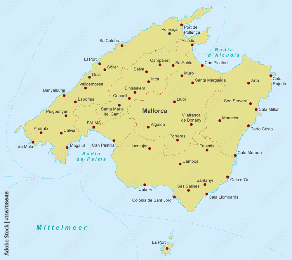 Obraz premium Mapa Majorki - Orange