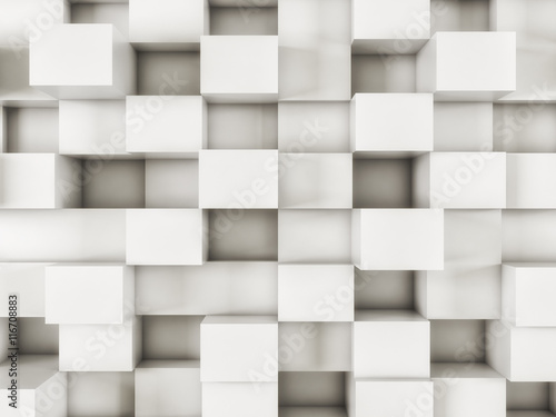 3d cubism abstract white square background. Surreal cubic background of squares of varying heights. Top view. High-resolution 3d illustration