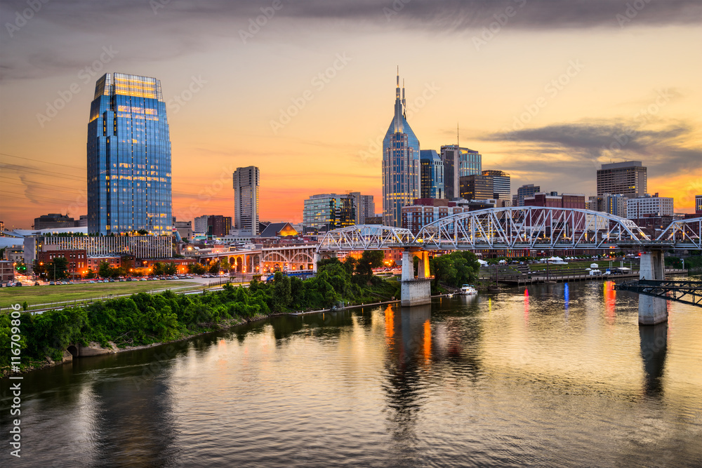 Nashville, Tennessee, USA Skyline on the Cumberland River.