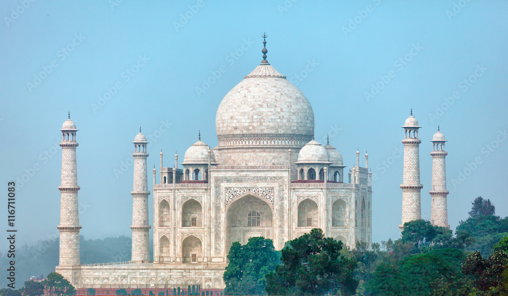 Obraz premium Famous Taj Mahal from an unusual angle. Agra, India