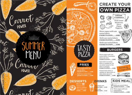 Restaurant cafe menu, template design.