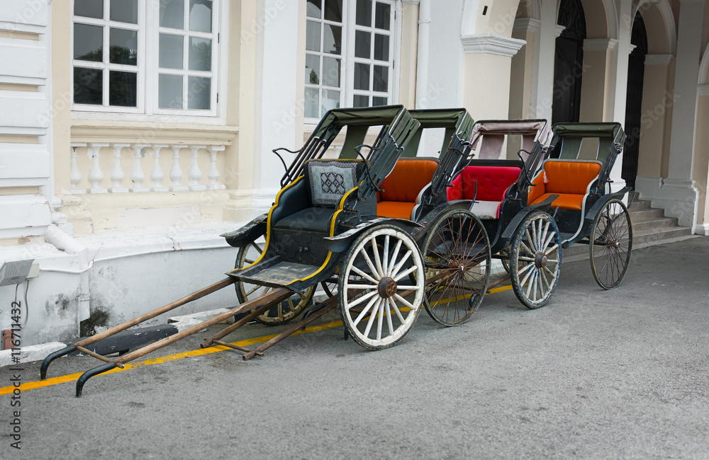 Classic, Hand Operated Rickshaws in Georgetown, Penang, Malaysia