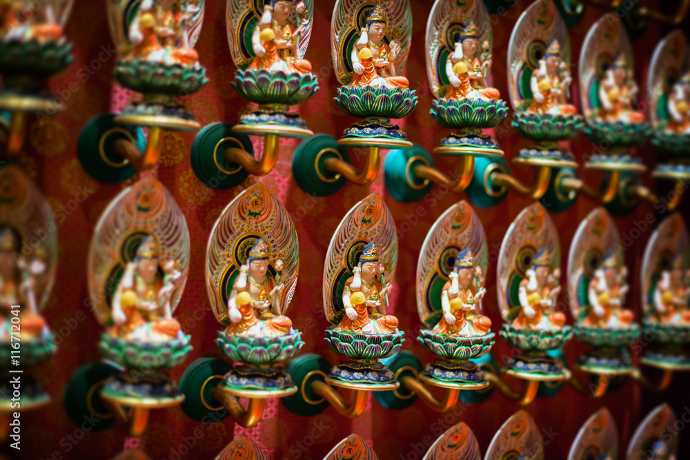 Interior of the Buddha Tooth Relic Temple in Singapore