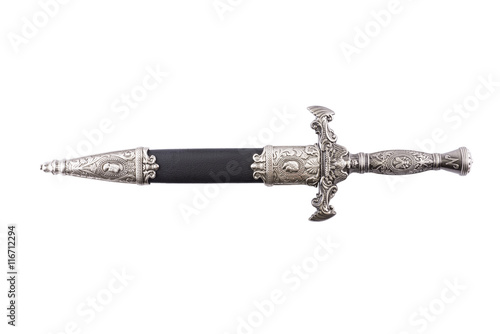 Foto Roman military dagger on white background