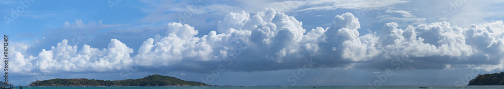 Beautiful Panorama of Storm Clouds Building over a Tropical Para Beautiful Panorama of Storm Clouds Building over a Tropical Para