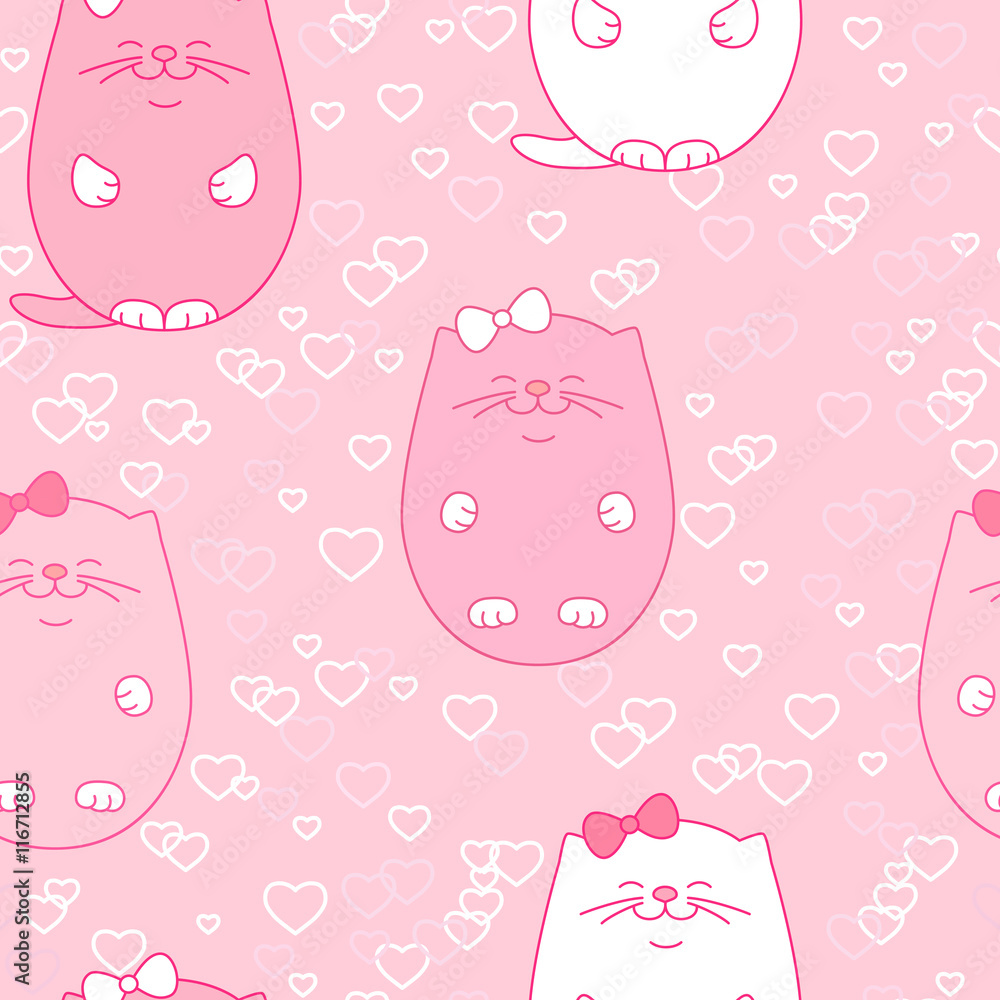 Seamless pattern with cute kittens Seamless pattern with cute kittens