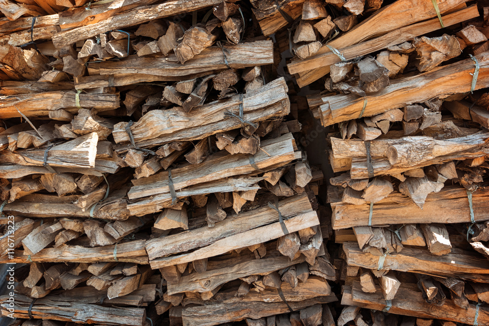 Stacked dried and tied firewood Stacked dried and tied firewood