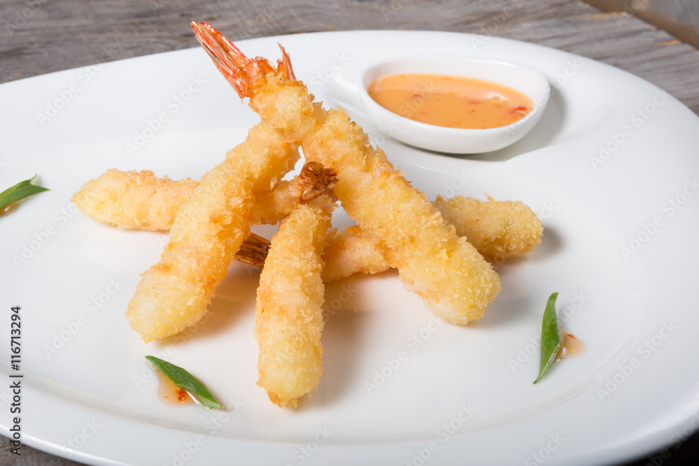 Fried tempura shrimps Fried tempura shrimps