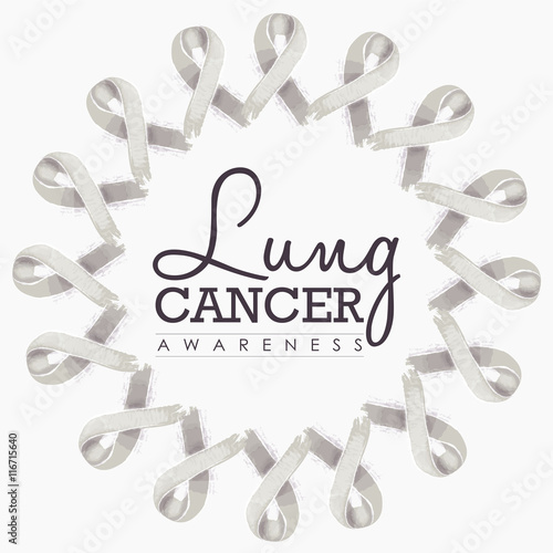 Lung cancer awareness ribbon design with text