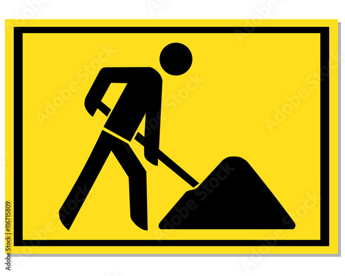 Gelbes Umbau Schild