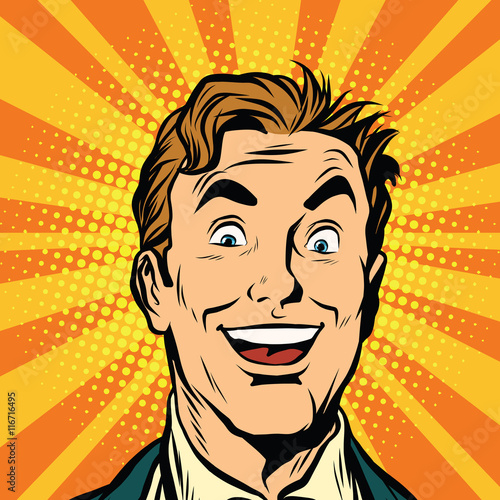 Happy male face, smile