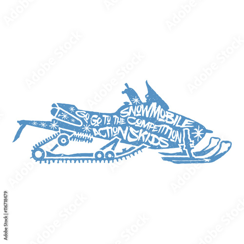 Typography lettering snowmobile
