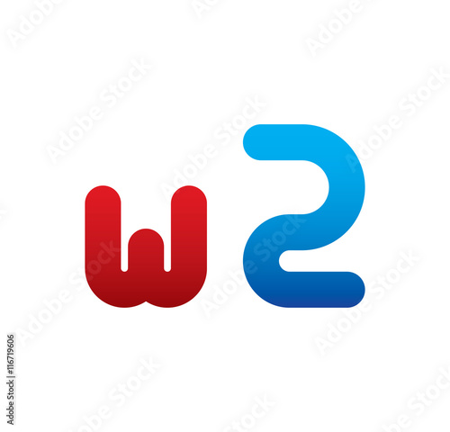 Fototapeta Naklejka Na Ścianę i Meble -  w2 logo initial blue and red