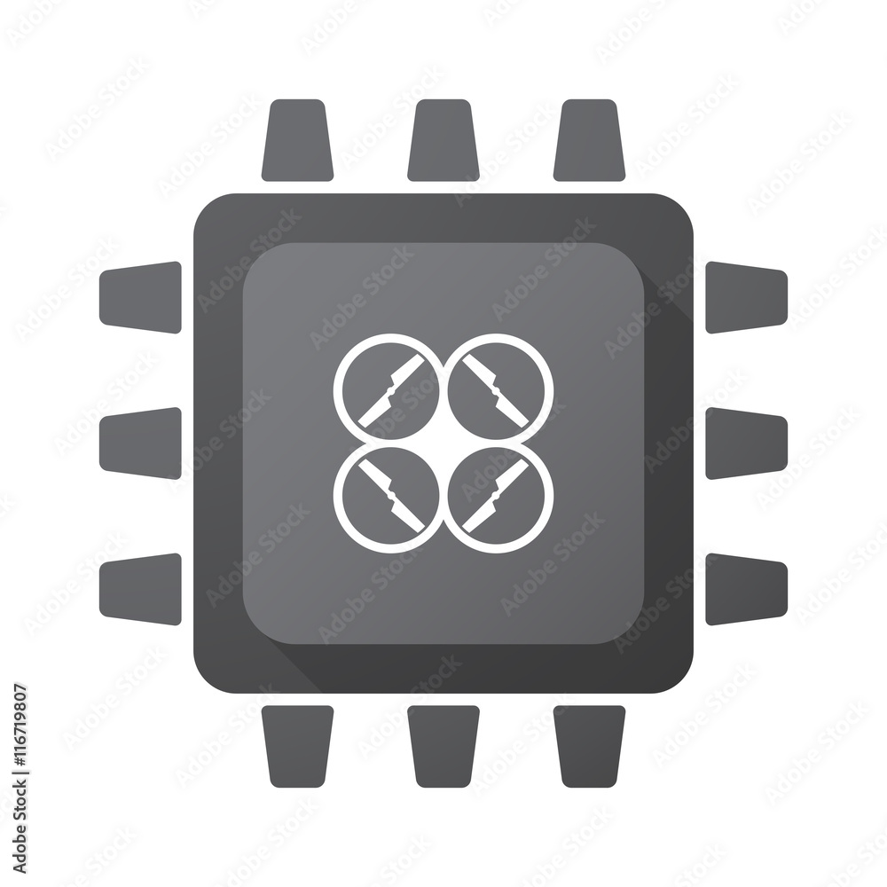 Isolated CPU chip icon with a drone Isolated CPU chip icon with a drone