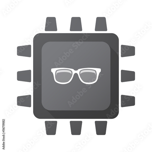 Isolated CPU chip icon with a glasses