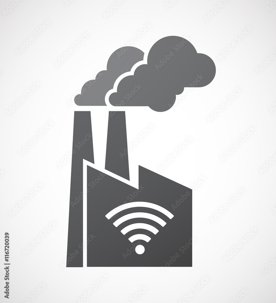 Isolated factory icon with a radio signal sign Isolated factory icon with a radio signal sign