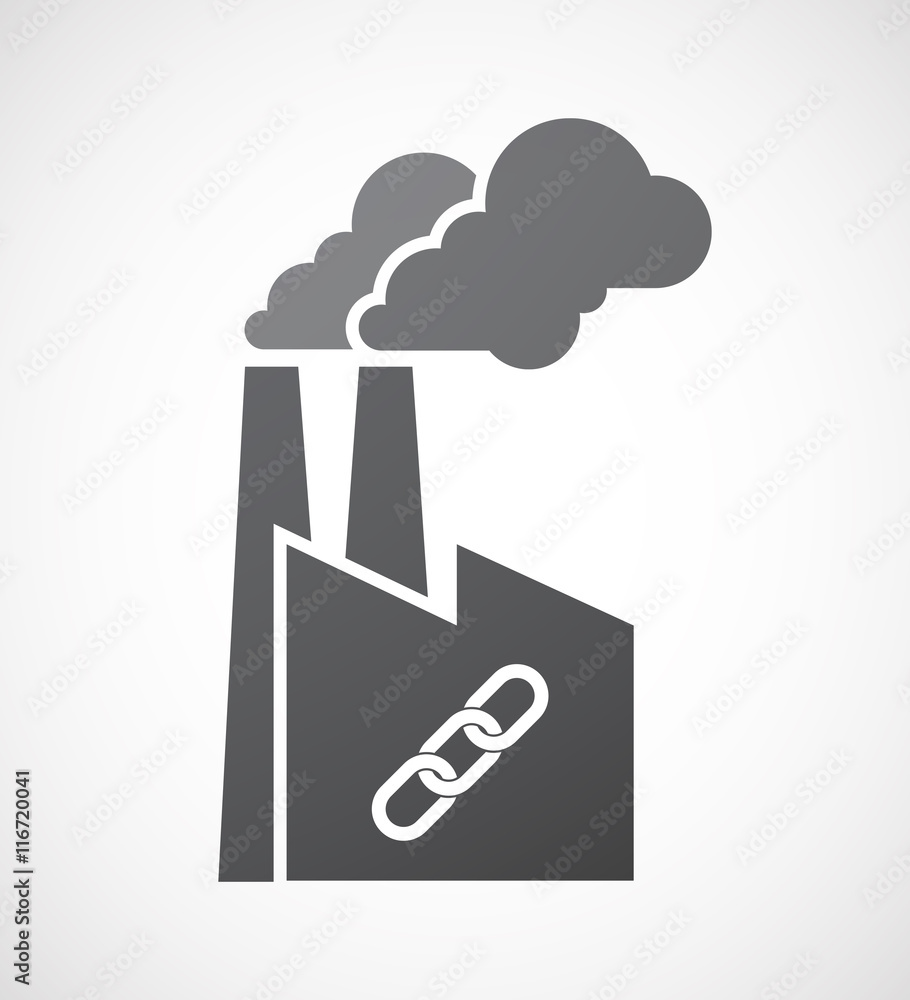Isolated factory icon with a chain Isolated factory icon with a chain