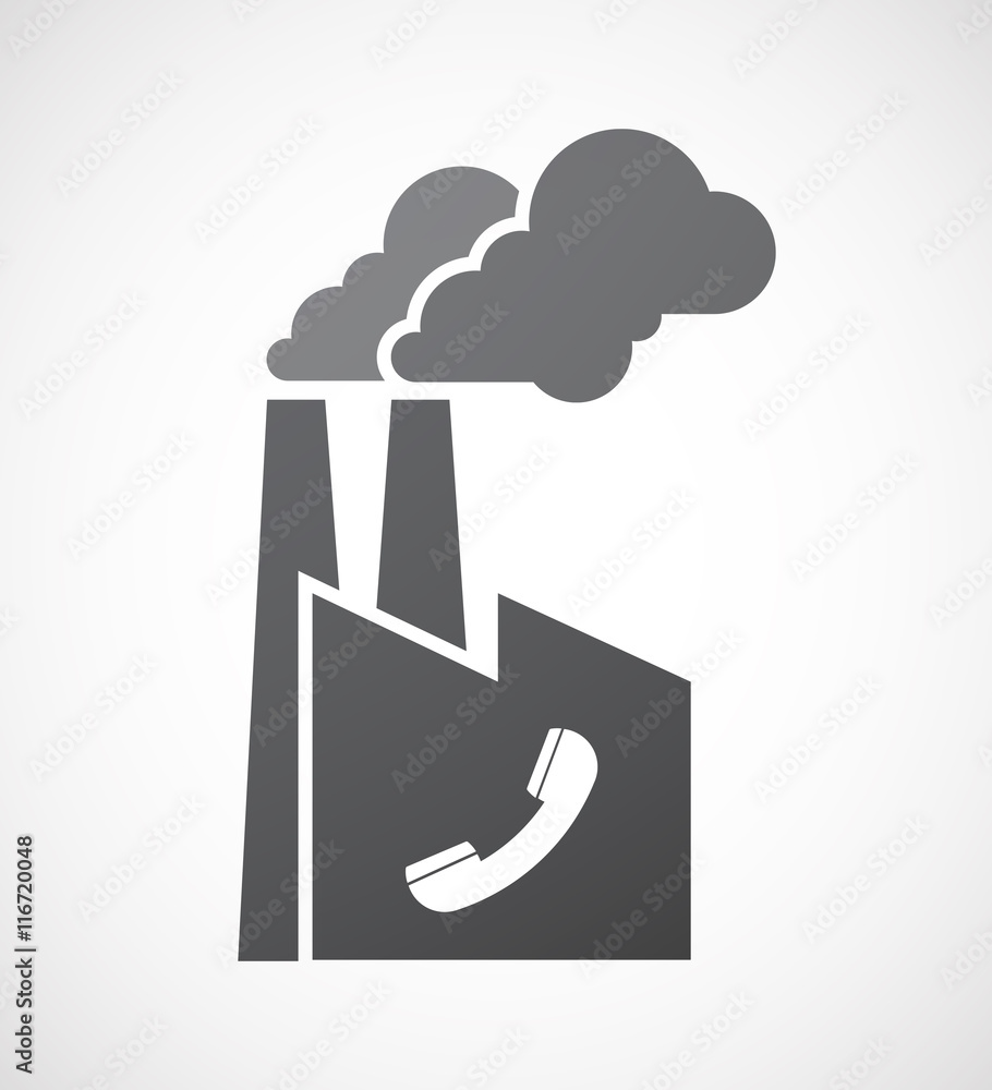 Isolated factory icon with a phone Isolated factory icon with a phone