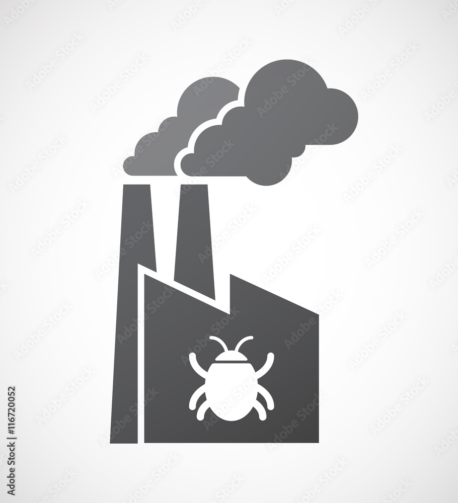Isolated factory icon with a bug Isolated factory icon with a bug