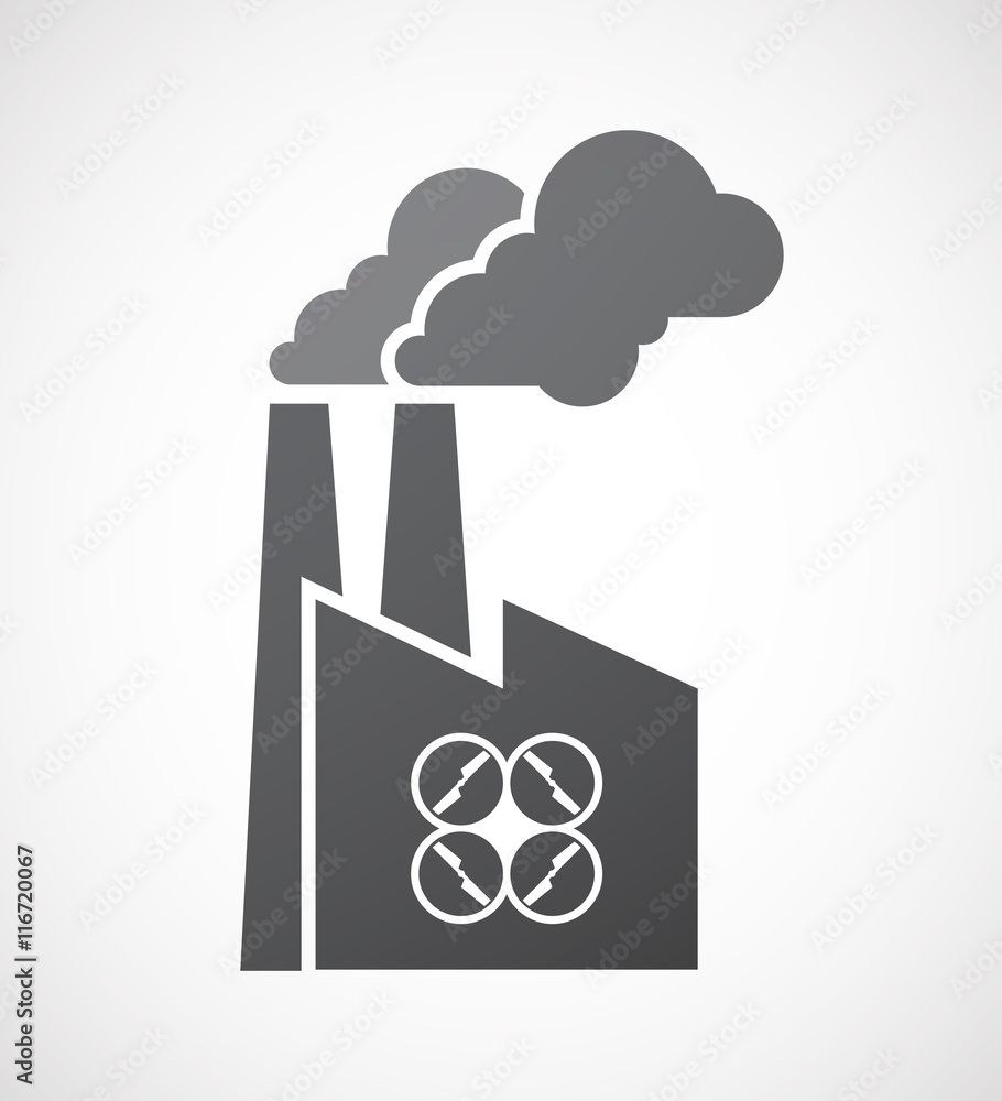Isolated factory icon with a drone Isolated factory icon with a drone