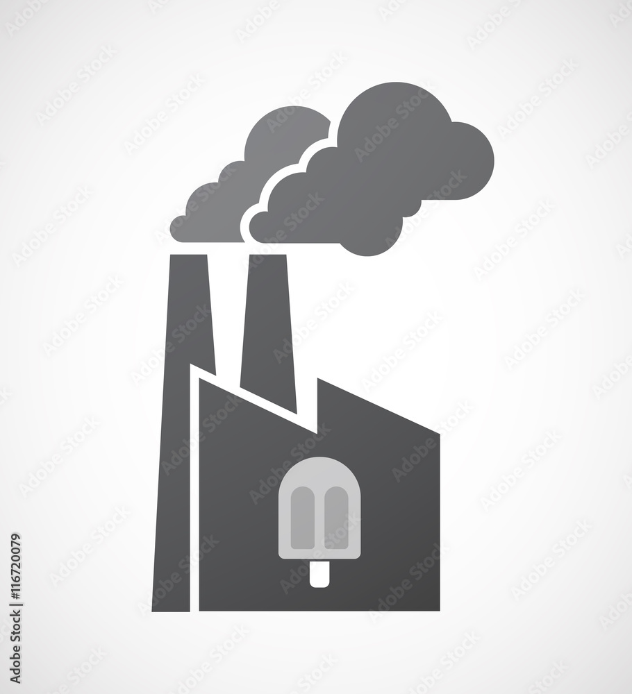Isolated factory icon with an ice cream Isolated factory icon with an ice cream