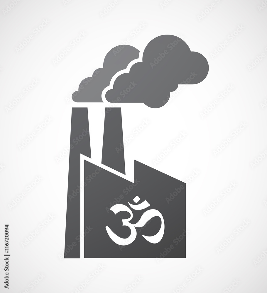Isolated factory icon with an om sign Isolated factory icon with an om sign