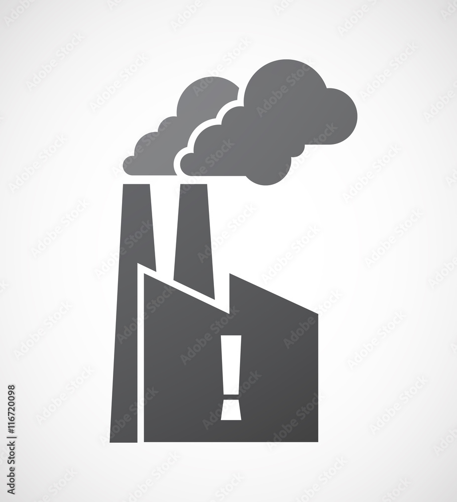 Isolated factory icon with an admiration sign Isolated factory icon with an admiration sign