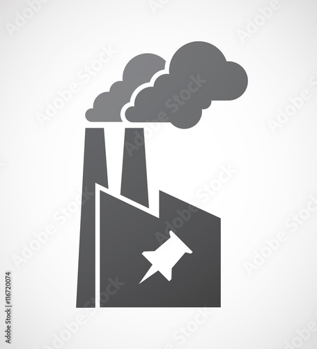 Isolated factory icon with a push pin
