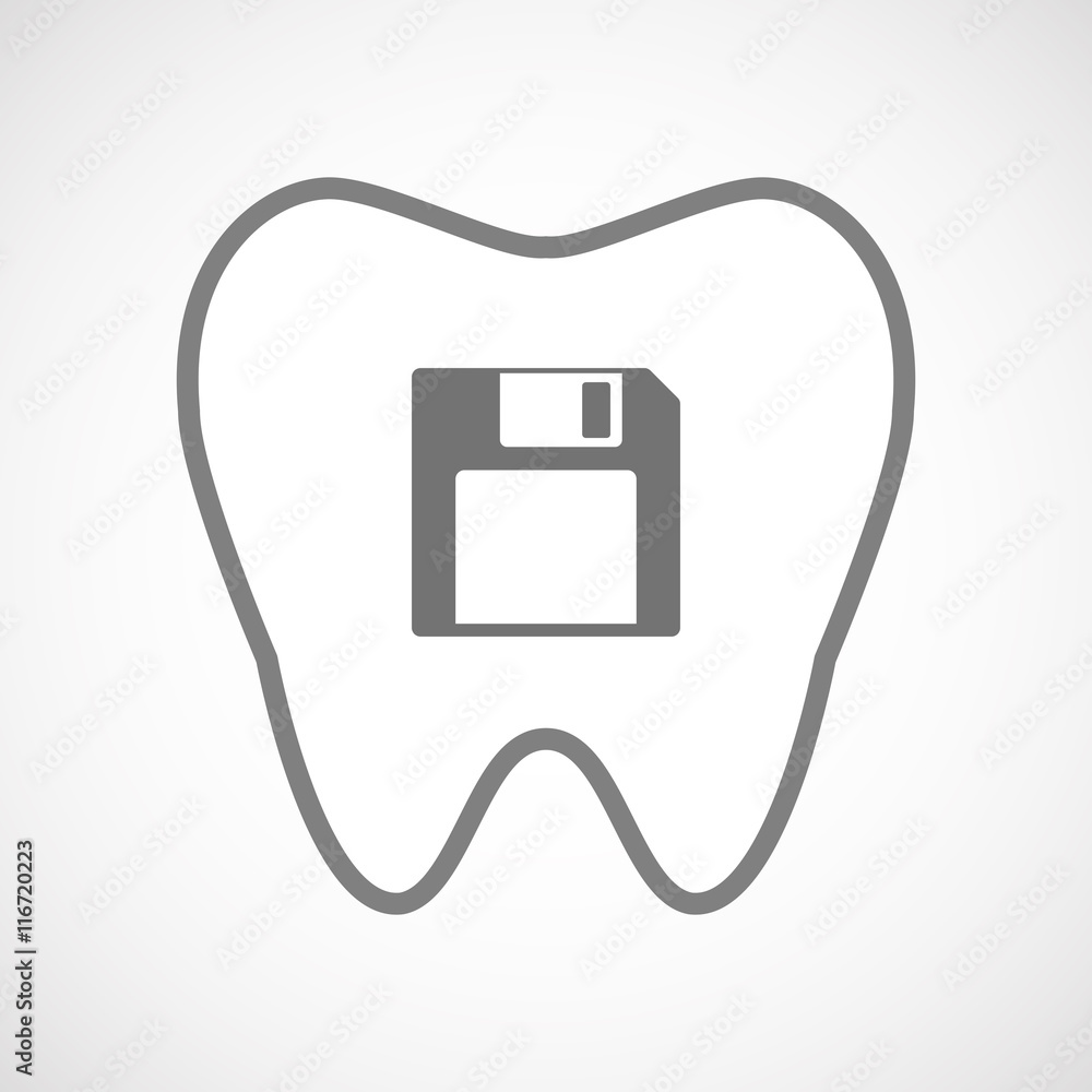 Obraz premium Isolated line art tooth icon with a floppy disk