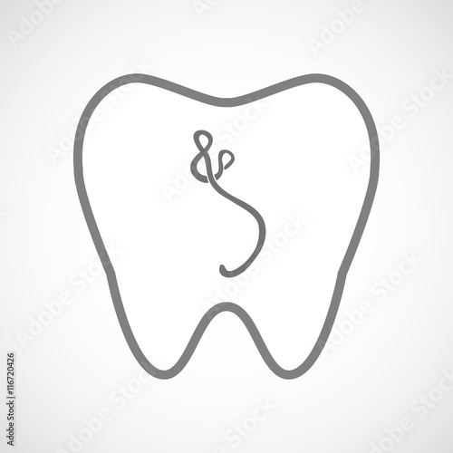 Isolated line art tooth icon with  an ebola sign